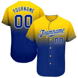 Yellow Royal-White Authentic Fade Fashion Baseball Jersey,…