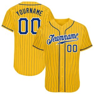 Yellow Royal Pinstripe Royal-White Authentic Baseball Jersey,…
