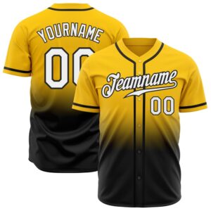 Yellow White-Black Authentic Fade Fashion Baseball Jersey,…