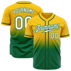 Yellow White-Kelly Green Authentic Fade Fashion Baseball…
