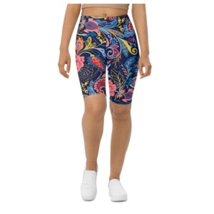 Art Deco Floral Biker Shorts, Biker Shorts…