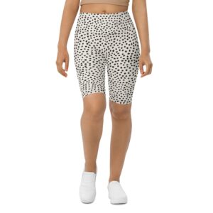 Beige Polka Dot Pattern Biker Shorts, Biker…
