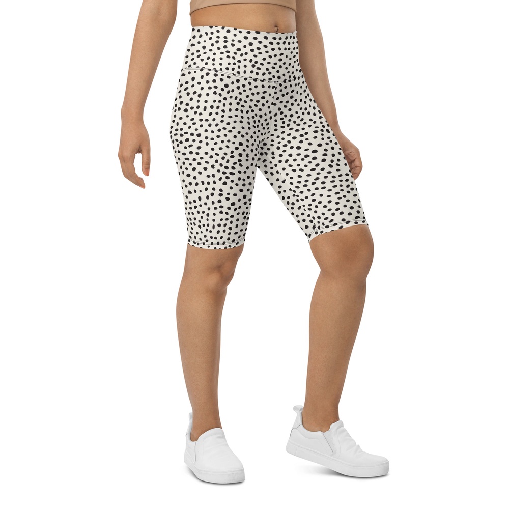 Beige Polka Dot Pattern Biker Shorts, Biker Shorts For Mom, Shorts Mother’s Day, Mother Day Gift