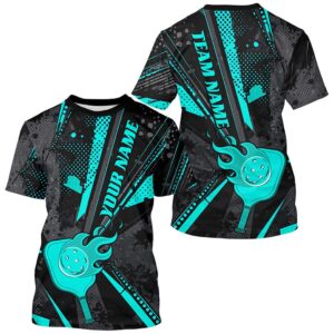 Black And Blue Custom Flame Pickleball T-Shirts…