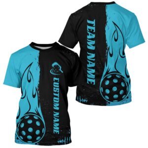 Black And Blue Custom Flame Pickleball T-Shirts…
