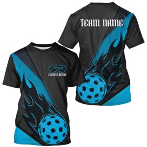 Black And Blue Custom Flame Pickleball T-Shirts…