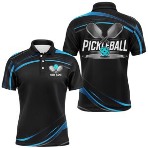 Black And Blue Custom Mens Pickleball Shirts,…