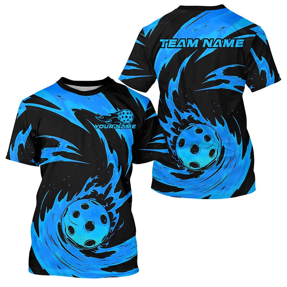 Black And Blue Custom Pickleball T-Shirts For Men, Pickleball Tournament Team Shirts Outfit For Pickleballer