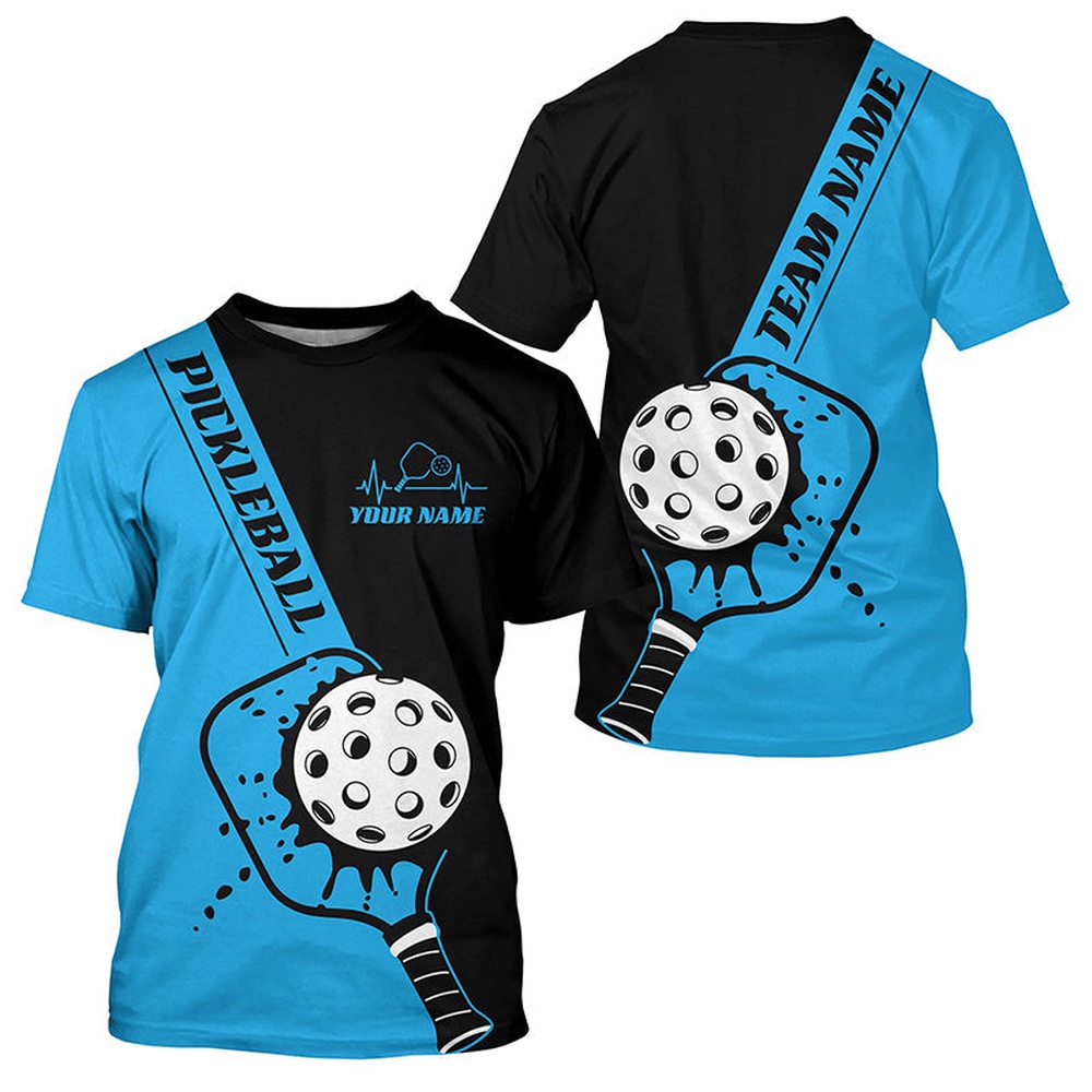 Black And Blue Custom Pickleball Team T-Shirts For Men, Pickleball Jersey Men’S Pickleball Outfit