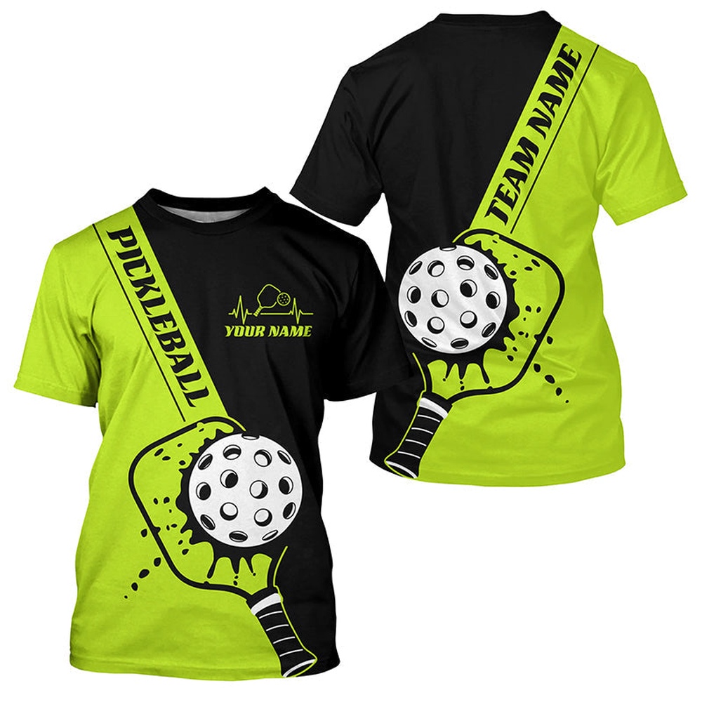 Black And Green Custom Pickleball Team T-Shirts For Men, Pickleball Jersey Men’S Pickleball Outfit