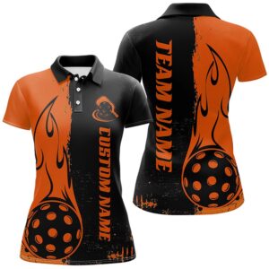 Black And Orange Custom Flame Ladies Pickleball…