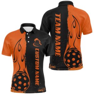 Black And Orange Custom Flame Pickleball Shirts…