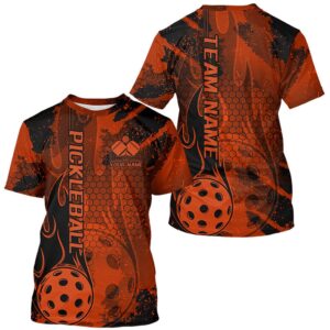 Black And Orange Flame Custom Pickleball T-Shirts…