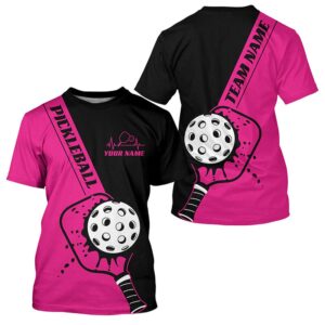 Black And Pink Custom Pickleball Team T-Shirts…