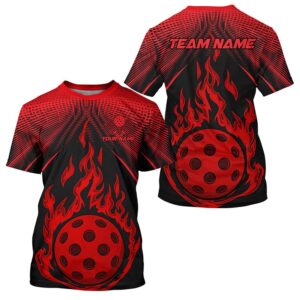 Black And Red Fire Pickleball Ball Custom…