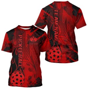 Black And Red Flame Custom Pickleball T-Shirts…