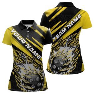 Black And Yellow Custom Flame Pickleball Polo…