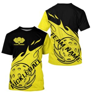 Black And Yellow Fire Pickleball Ball Custom…