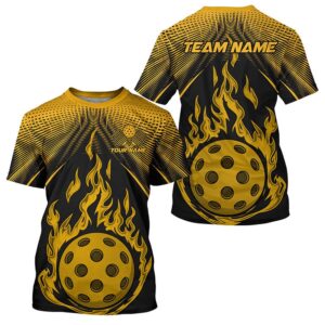 Black And Yellow Fire Pickleball Ball Custom…