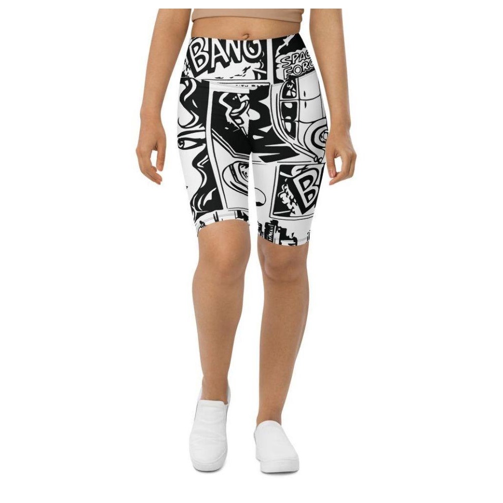 Black & White Comic Book Biker Shorts, Biker Shorts For Mom, Shorts Mother’s Day, Mother Day Gift