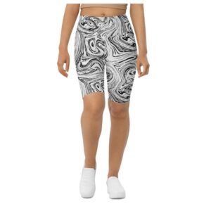 Black & White Marble Biker Shorts, Biker…