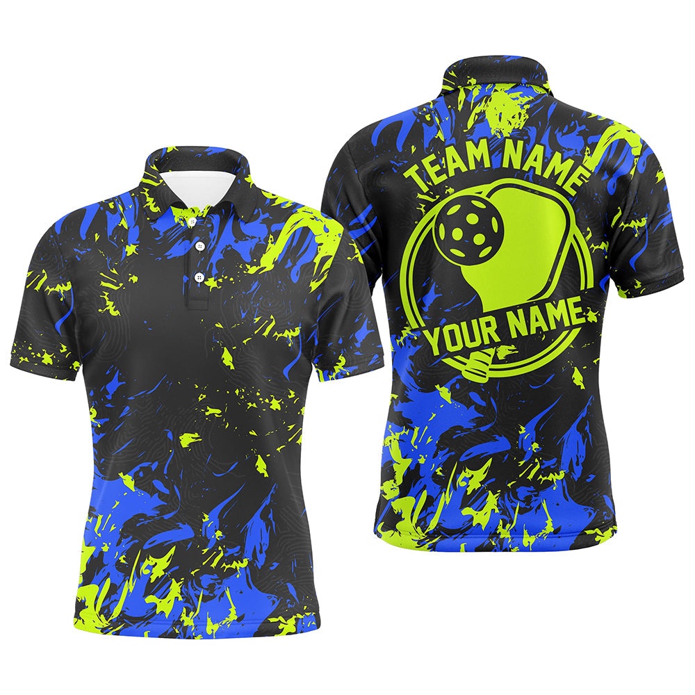 Blue And Green Custom Pickleball Team Shirts For Men, Pickleball Polo Shirts Team Uniform, Pickleball Polo Shirts
