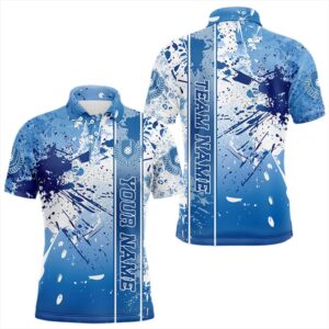 Blue And White Splatter Custom Pickleball Polo…