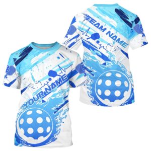 Blue Flame Pickleball Ball Custom Pickleball T-Shirts…