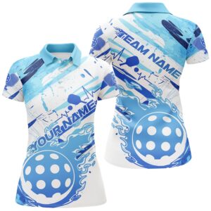 Blue Flame Pickleball Ball Custom Polo Shirts…