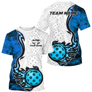 Blue Flame Pickleball Ball Custom T-Shirts For…