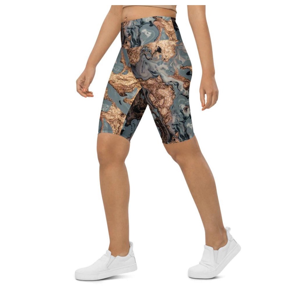 Bronze Marble Print Biker Shorts, Biker Shorts For Mom, Shorts Mother’s Day, Mother Day Gift Bronze Marble Print Biker Shorts, Biker Shorts For Mom, Shorts Mother’s Day, Mother Day Gift