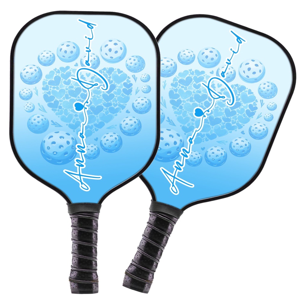 Custom Blue Heart Pickleball Paddle For Men And Women, Valentines Pickleball Couple, Custom Pickleball Paddle
