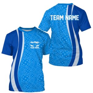 Custom Blue Pickleball Pattern T-Shirts For Men,…