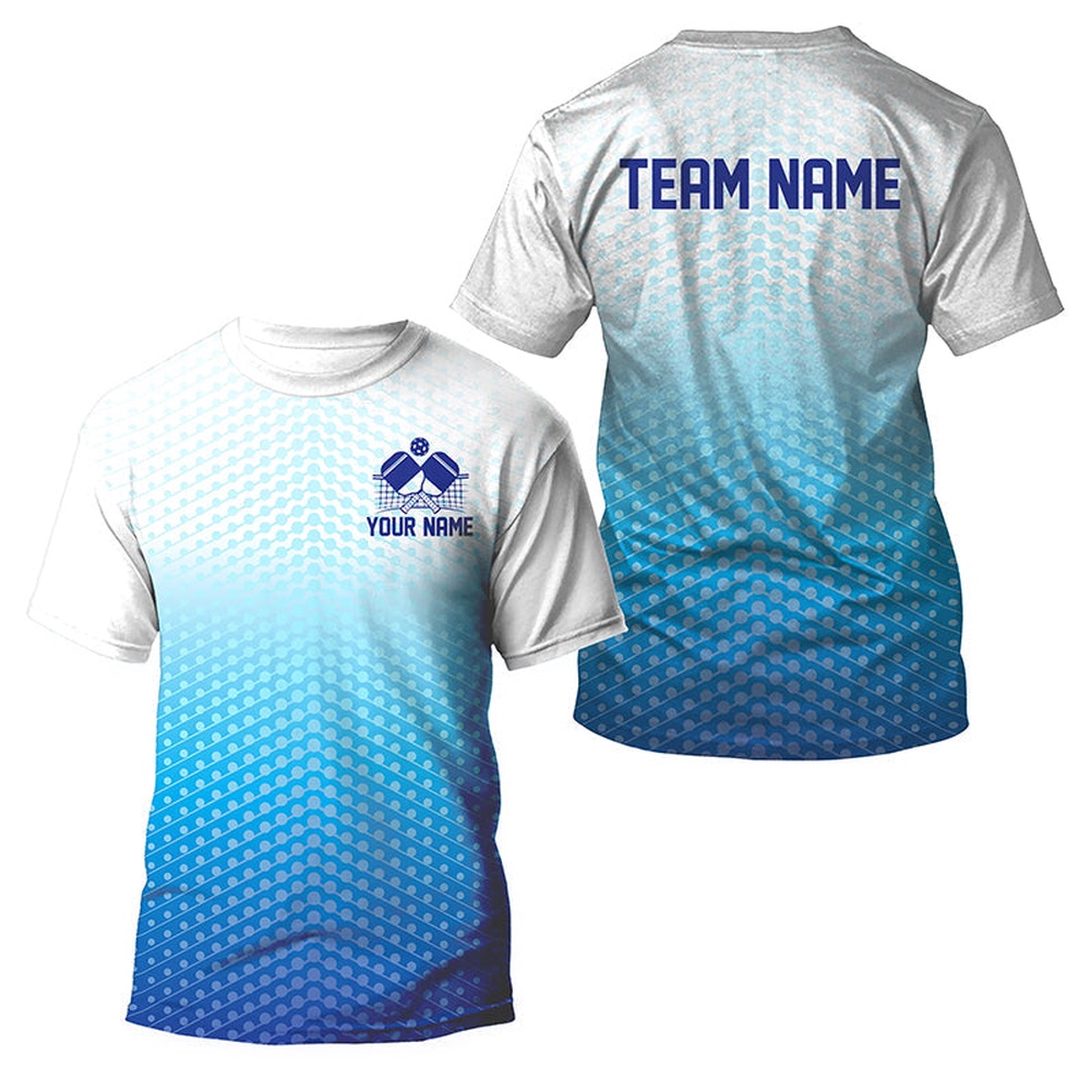 Custom Blue Pickleball Polo Shirts For Kid, Kids Pickleball 3D TShirts