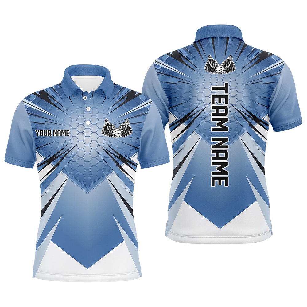 Custom Blue Pickleball Polo Shirts, Outdoor Pickleball Polo Shirts For Men, Pickleball Uniform, Pickleball Polo Shirts