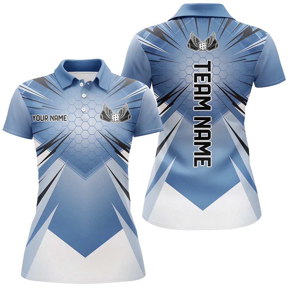 Custom Blue Pickleball Polo Shirts, Outdoor Pickleball Polo Shirts For Women, Pickleball Uniform, Pickleball Polo Shirts