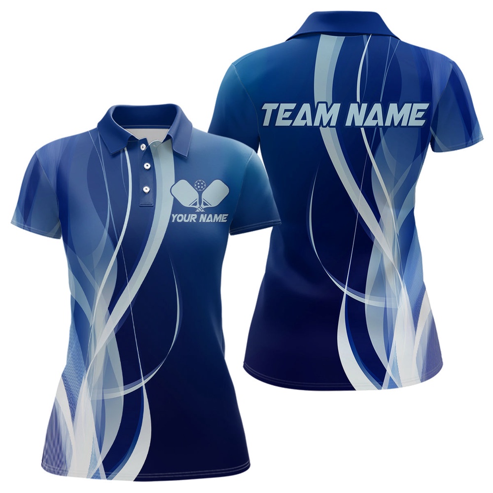 Custom Blue Pickleball Polo Shirts, Pickleball Tournament Polo Shirts For Women Team Uniform, Pickleball Polo Shirts