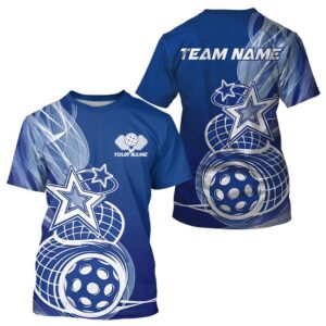 Custom Blue Pickleball Star T-Shirts For Men,…