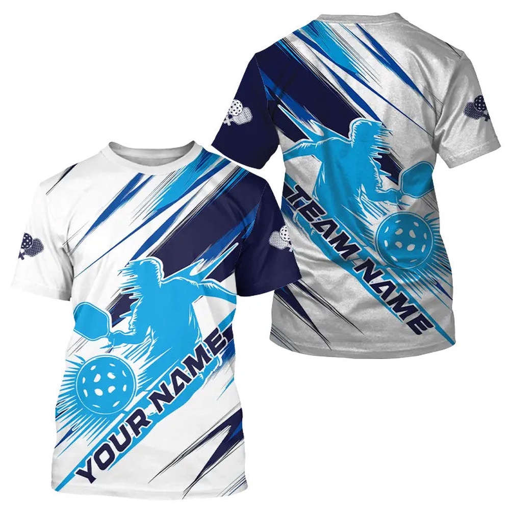 Custom Blue Pickleball T-Shirts For Men, Pickleball Tournament Team Shirt