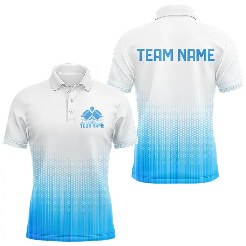 Custom Blue Pickleball Team Polo Shirts For Men, Pickleball League Shirt, Pickleball Polo Shirts