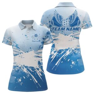 Custom Blue Pickleball Wings Pickleball Team Polo…