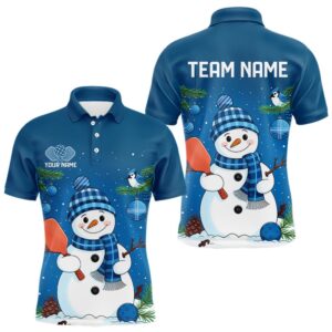 Custom Christmas Snowman Pickleball Polo Shirts For…