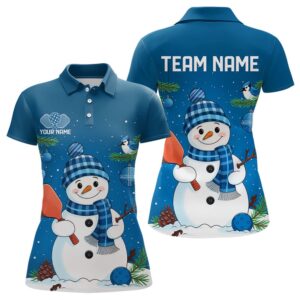 Custom Christmas Snowman Pickleball Polo Shirts For…