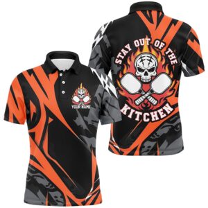 Custom Flame Skull Pickleball Polo Shirts For…