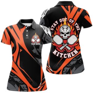 Custom Flame Skull Pickleball Polo Shirts For…