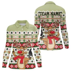 Custom Funny Christmas Reindeer Ladies Pickleball Long…