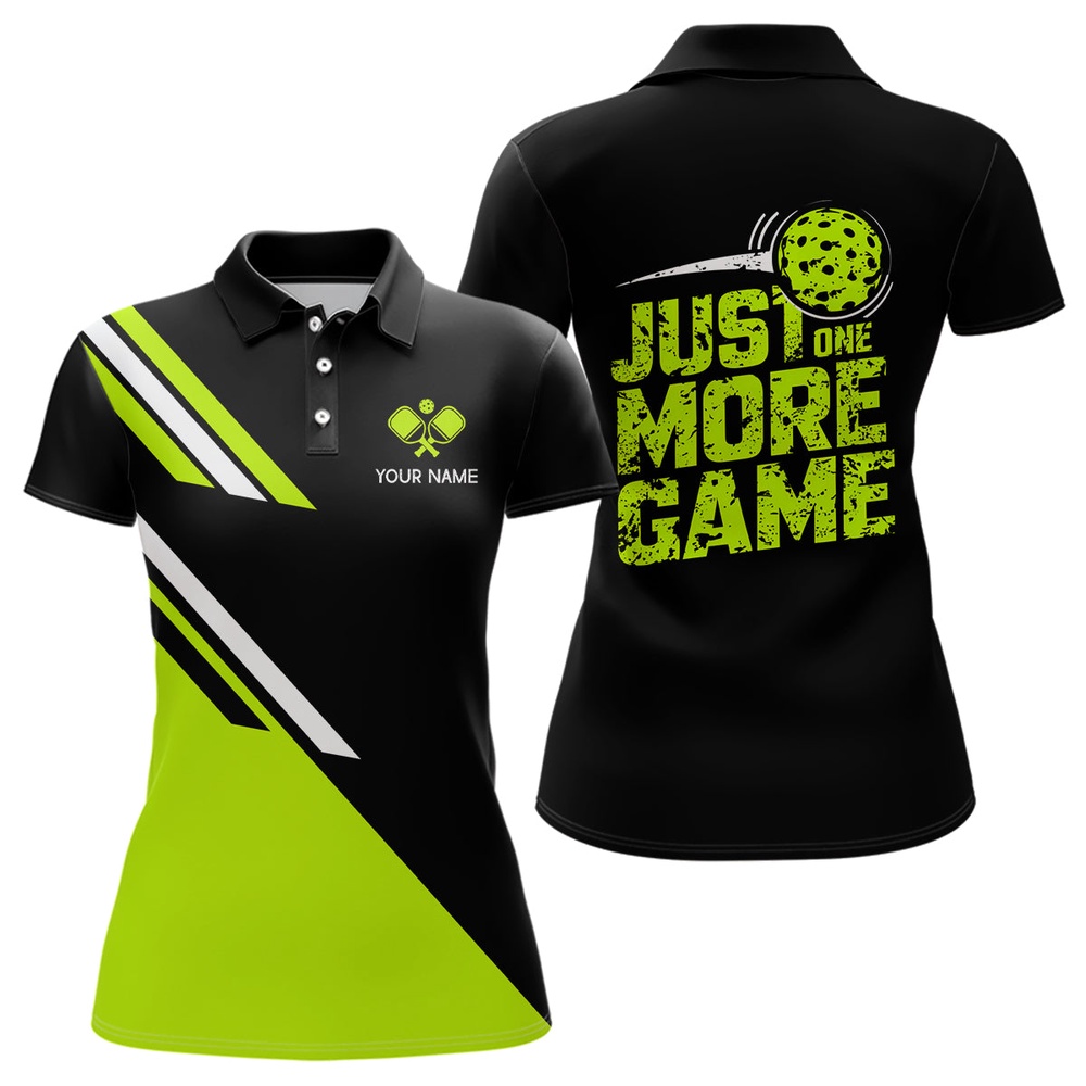 Custom Green Pickleball Polo Shirts Outdoor Pickleball Men Polo Shirts Sayings Just One More Games, Pickleball Polo Shirts