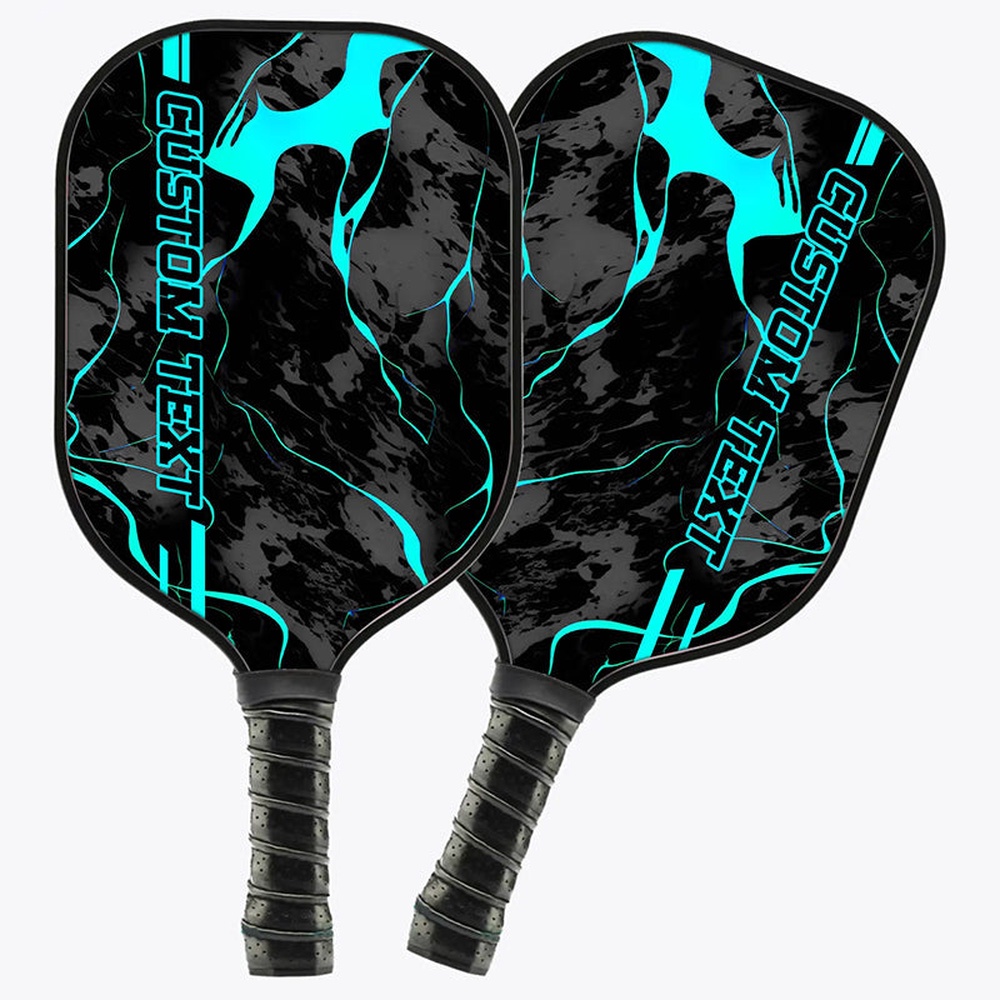 Cyan Blue Paint Splatter 3D Printed Custom Pickleball Paddles, Pickleball Gifts For Men And Women, Custom Pickleball Paddle