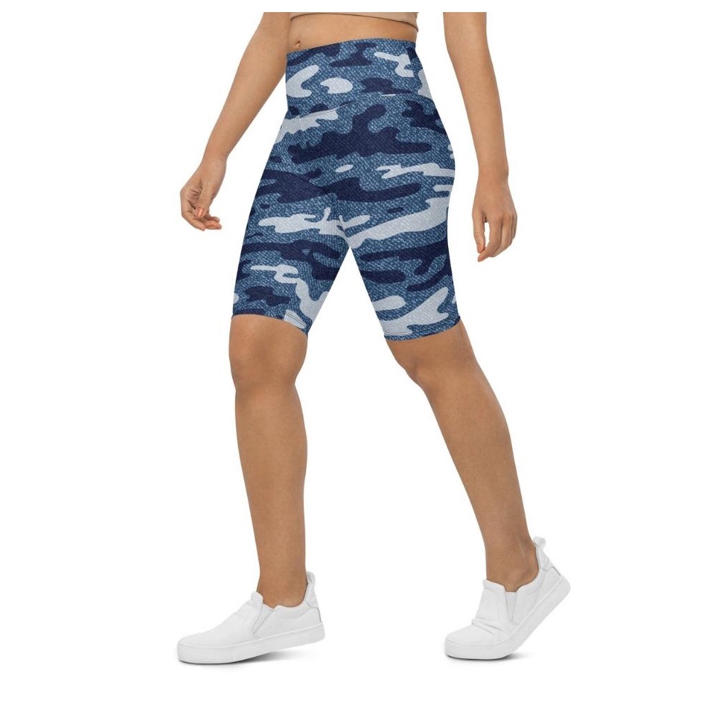 Denim Camo Print Biker Shorts, Biker Shorts For Mom, Shorts Mother’s Day, Mother Day Gift