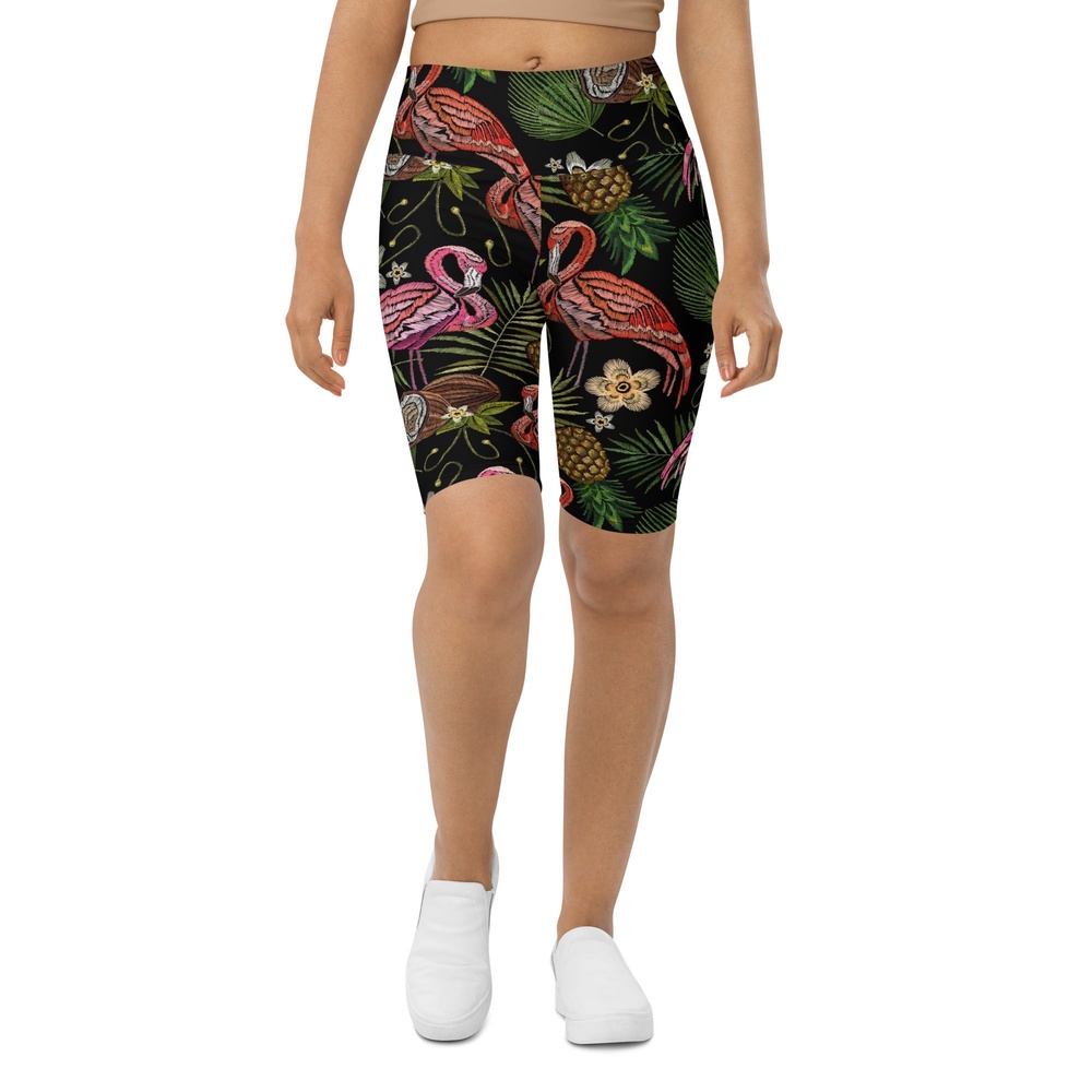Embroidery Flamingo Biker Shorts, Biker Shorts For Mom, Shorts Mother’s Day, Mother Day Gift